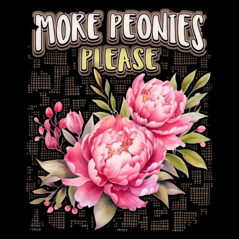 Pfingstrosen Illustration, Pink-Peony, Spruch