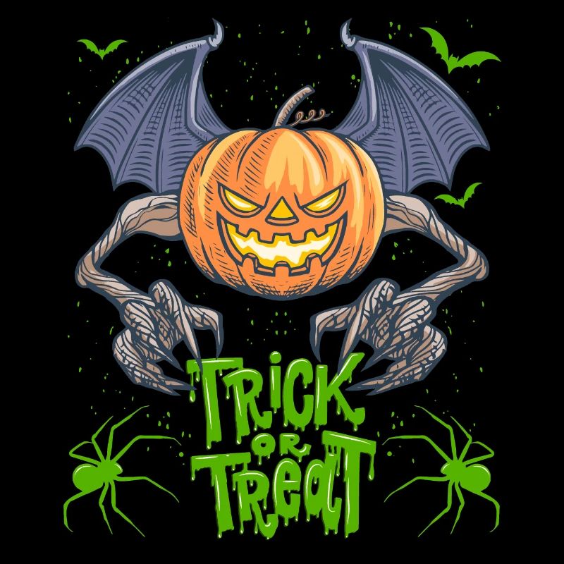 Funny Halloween pumpkin with spiders