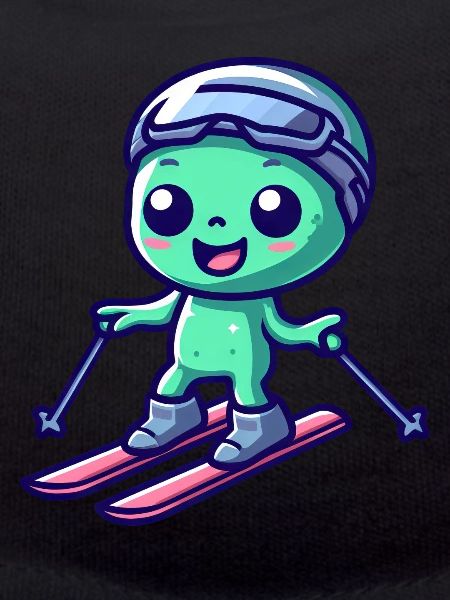 Green Alien Skiing Alien