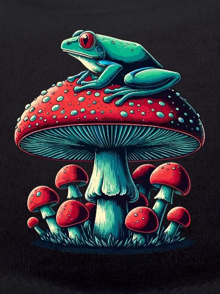 Grenouille mystique et champignon