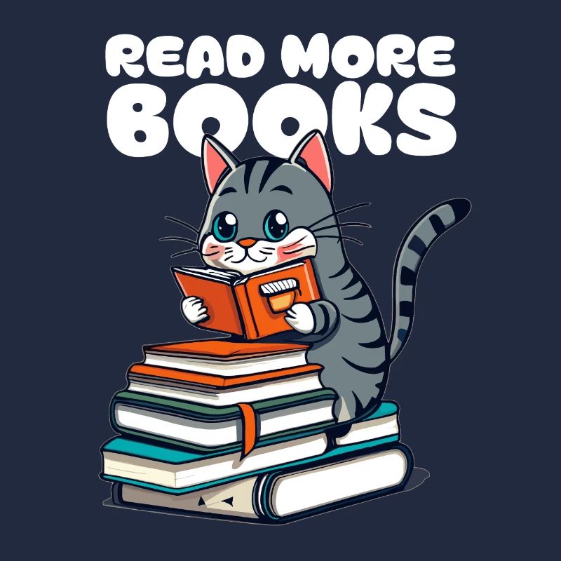 Kleine Katze liebt Bücher und liest ein Buch