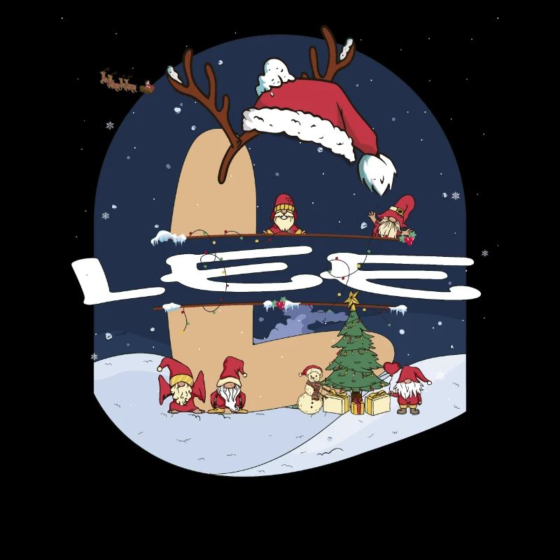 Awesome Lee Name w Santa Hat in Xmas Theme