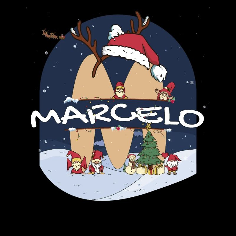 Génial Marcelo nom w chapeau de père Noël dans le thème de Noël
