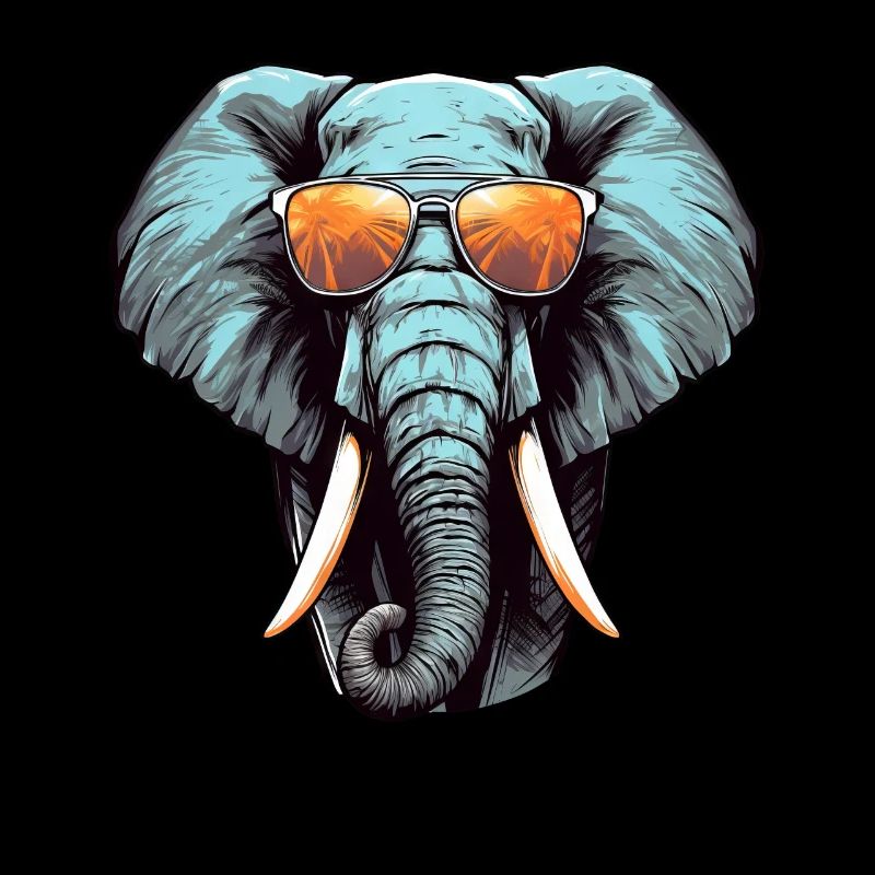 Cool African elephant with sunglasses and