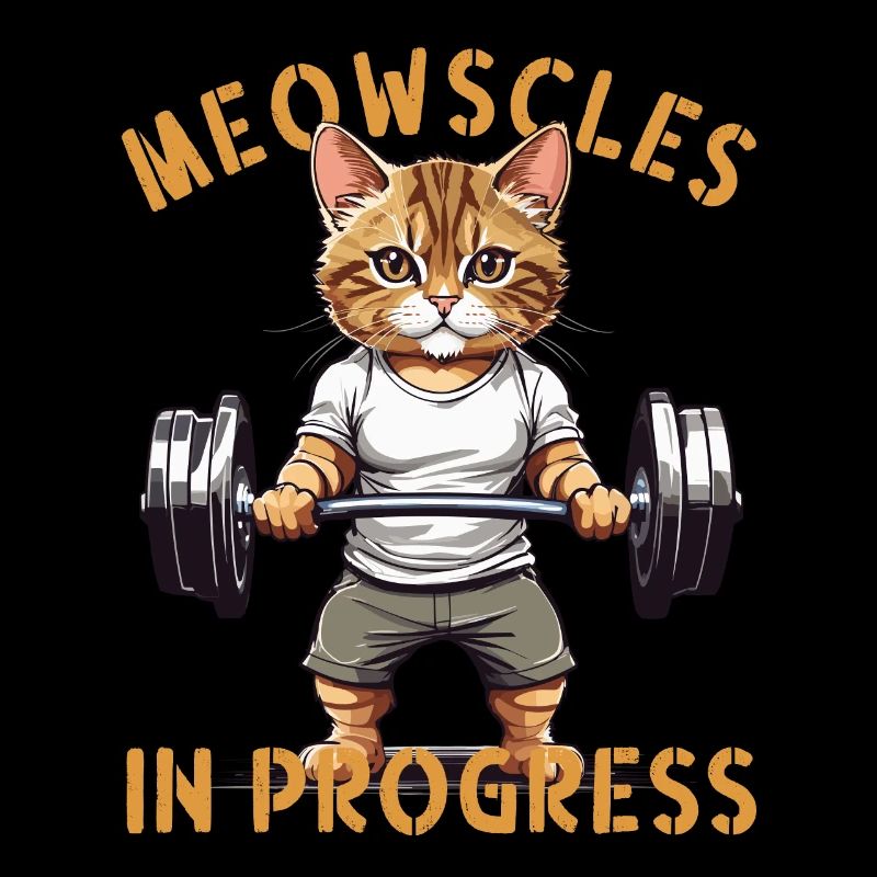 Katzen Bodybuilder "Meowscles in progress" Spruch