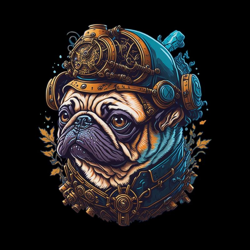 Steampunk Pug Dog Vaporwave Dog Lover