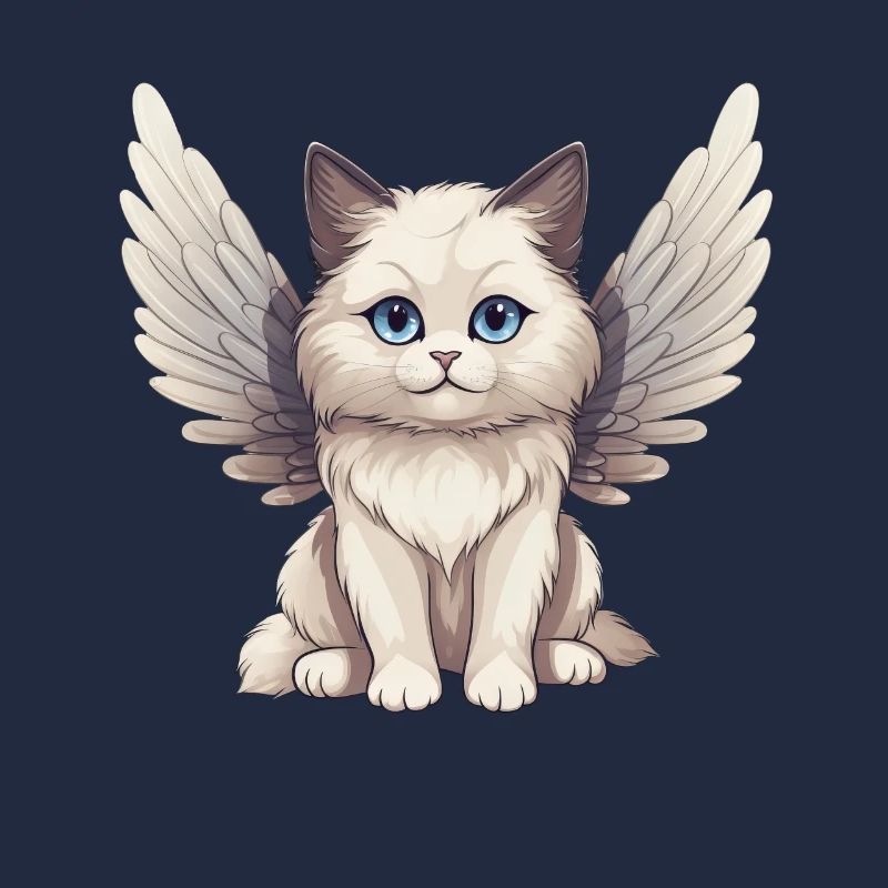 Süße Ragdoll-Katze als Comic-Engel mit Flügeln