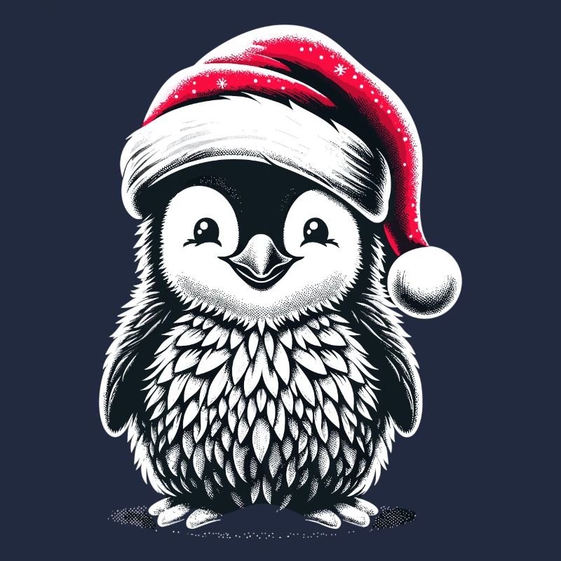Pingouin Père Noël mignon