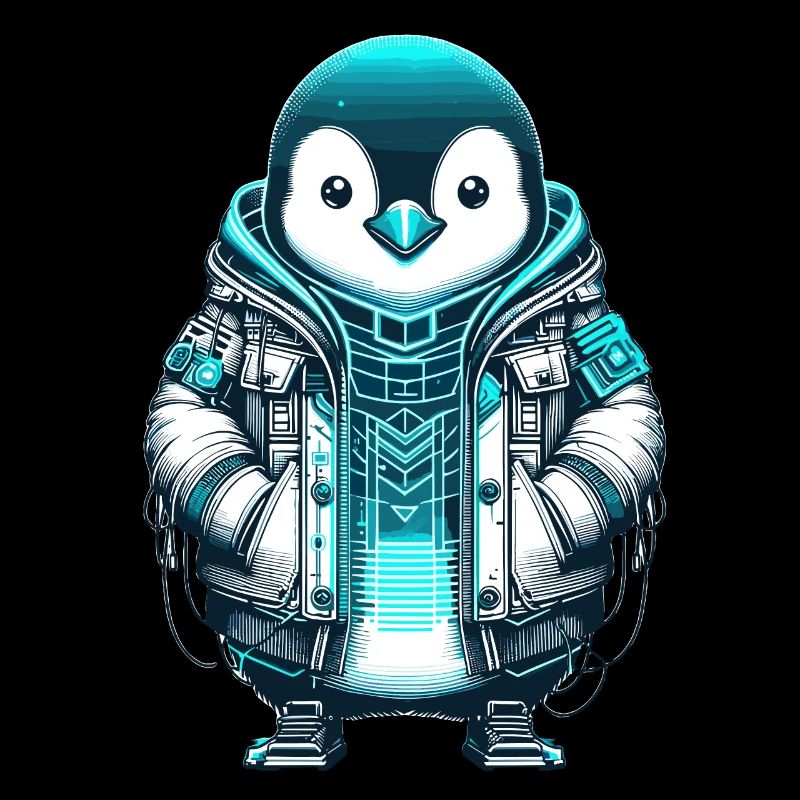 Cool Synthwave Cyberpunk penguin Lover Gift