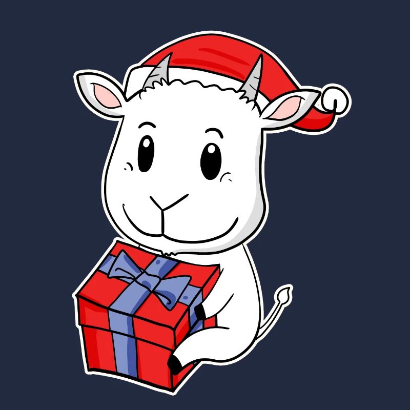 Chèvre avec bonnet de Père Noël - Noël