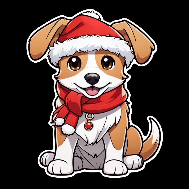 Dog with Christmas Hat