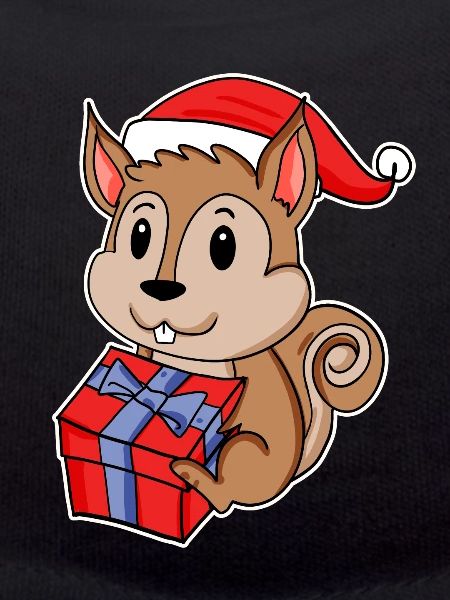 Eichhörnchen mit Weihnachtsmütze