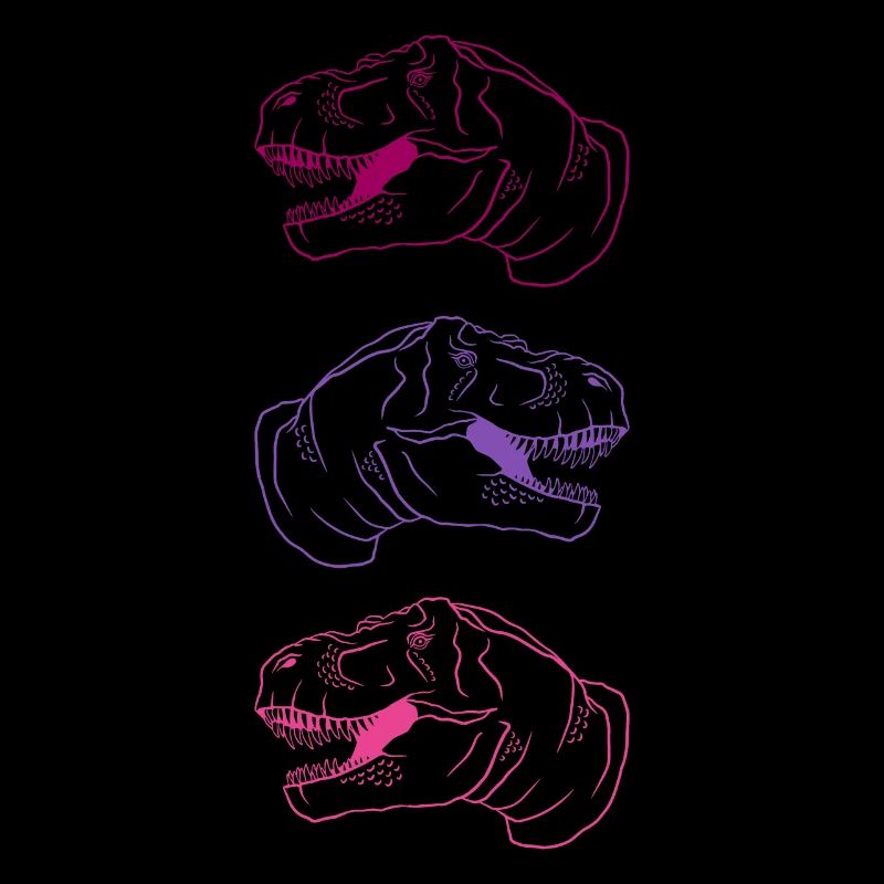 T-Rex Trio Neon Stil Cool Geschenkidee