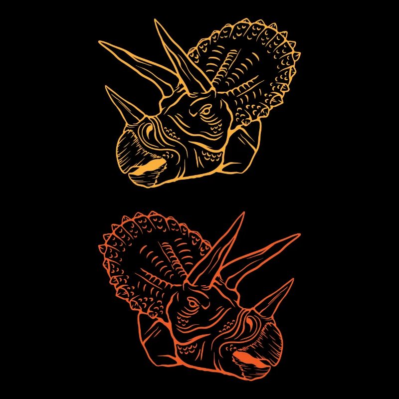 Triceratops Line Art Minimal Black