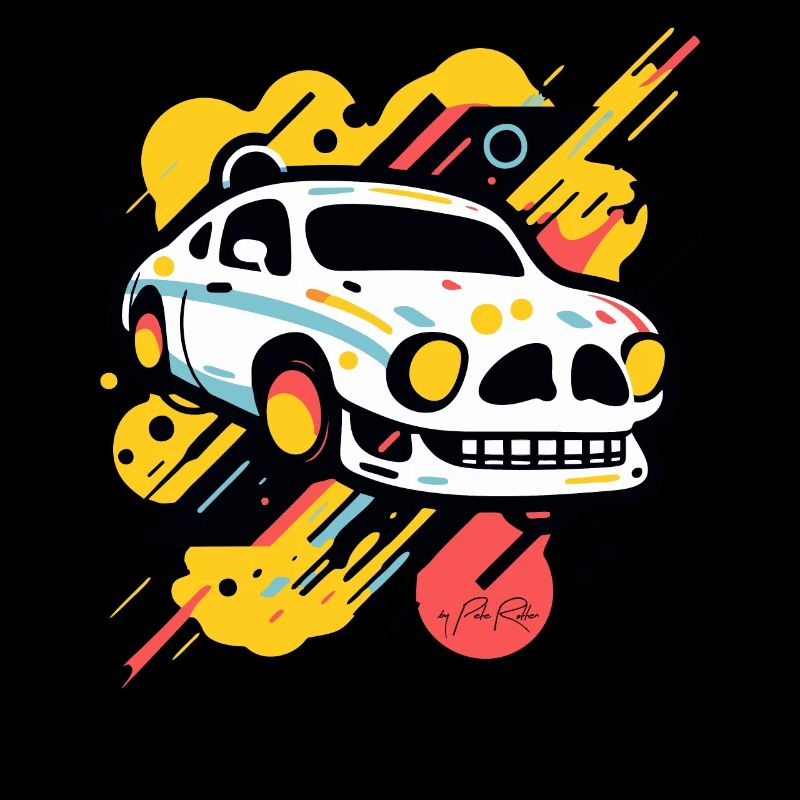 Pop-Farben Kunst Schädel Auto