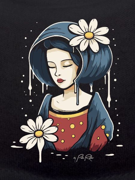 Frau mit Gänseblümchen Blumen