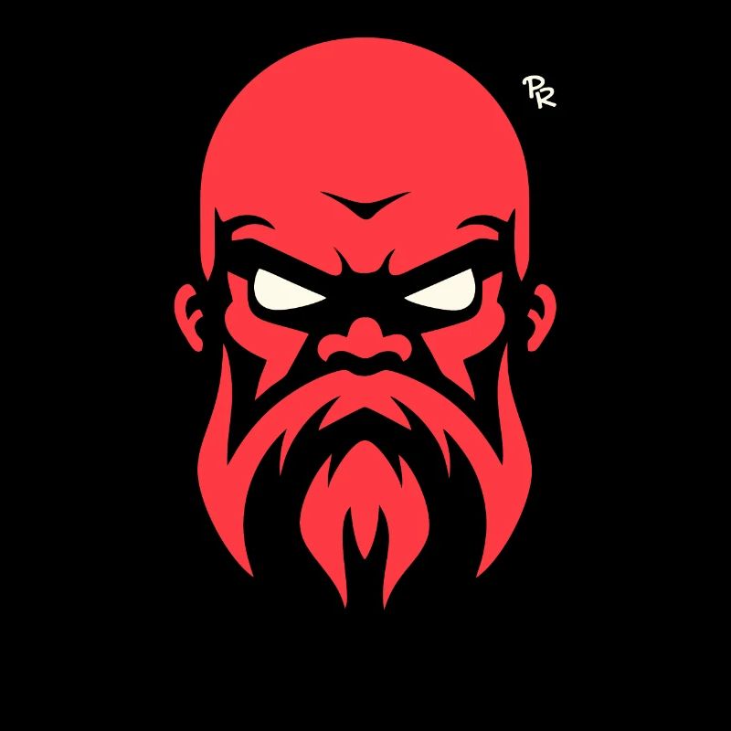 Bald man with beard, strong guy