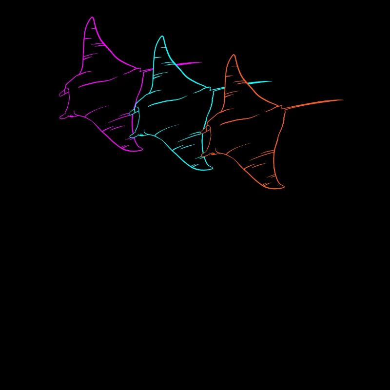 Trio Manta Rays Neon Contour