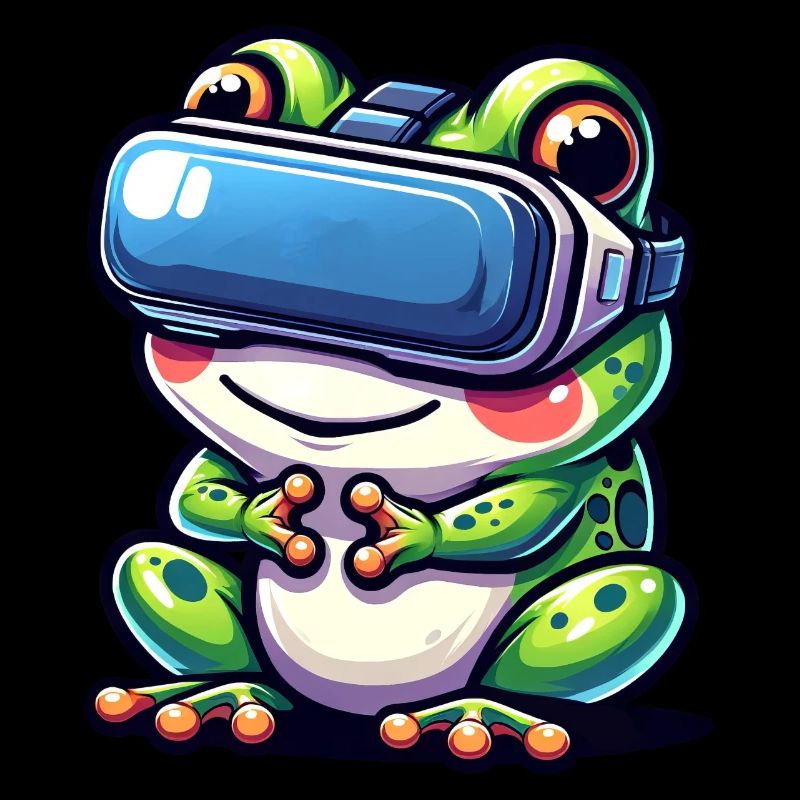 VR Gamer Frog: Virtual Worlds