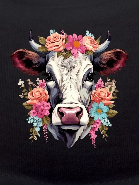 Cow with flowers