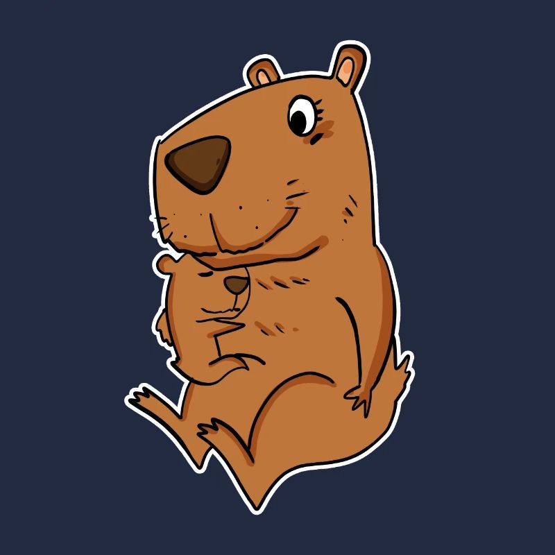 Famille - Capybara avec bébé Capybara