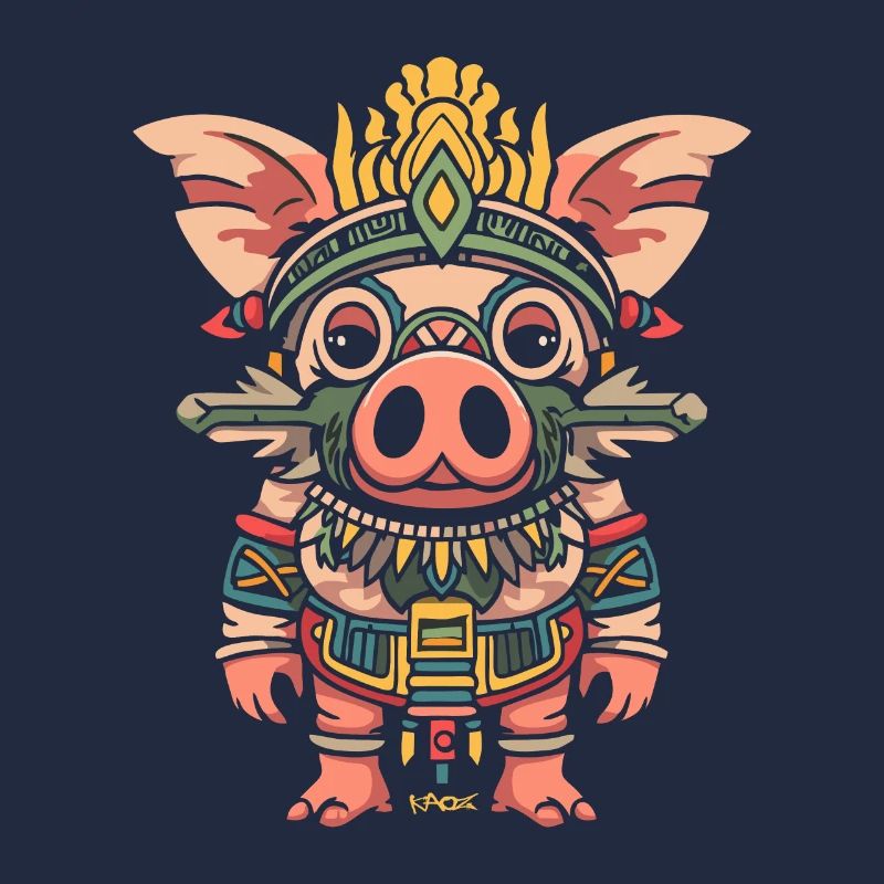 Funny Cute Mayan Aztec Pig
