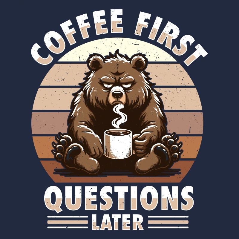 Grumpy Bear With Coffee Morning Mood