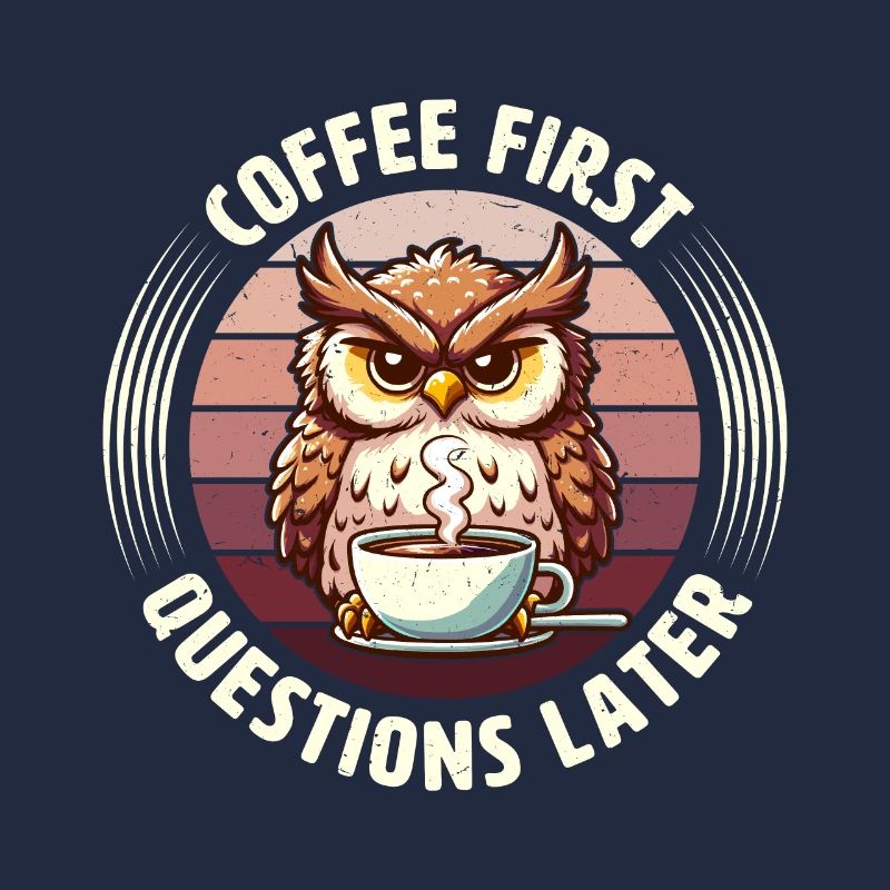 Mürrische Eule Mit Kaffee-morgenstimmung