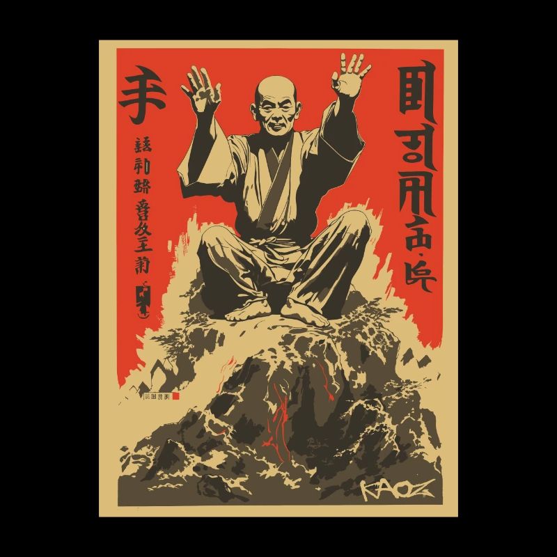 Parodie d’affiche de film d’action japonais : Shaolin Zen
