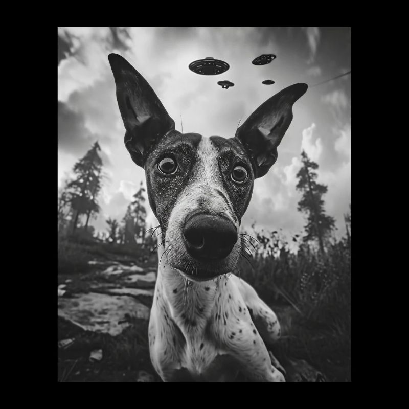 Hund - Alien Selfie Basenji UFO
