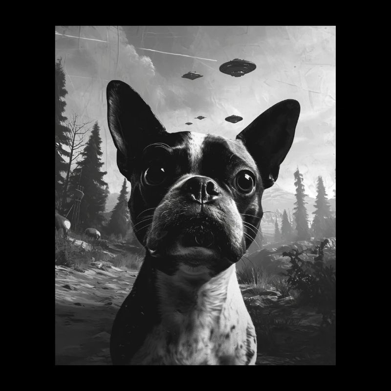 AliDog - Alien Selfie Boston Terrier UFO