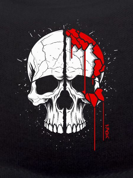 Skull with red paint