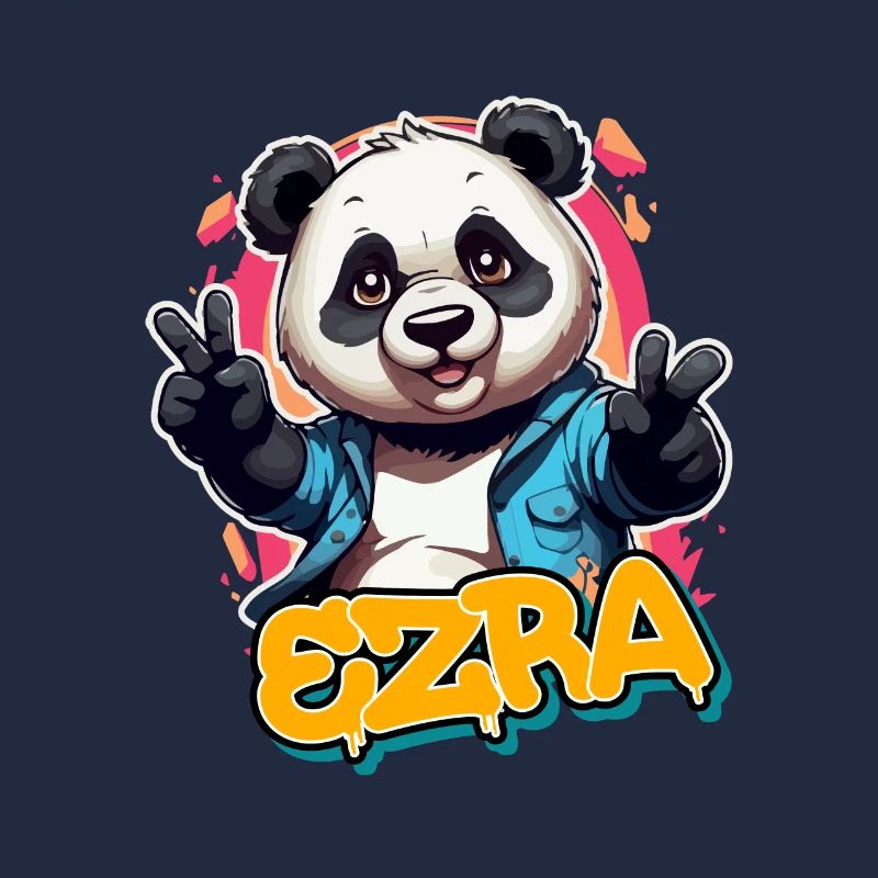 EZRA - Beau prénom de garçon avec panda cool