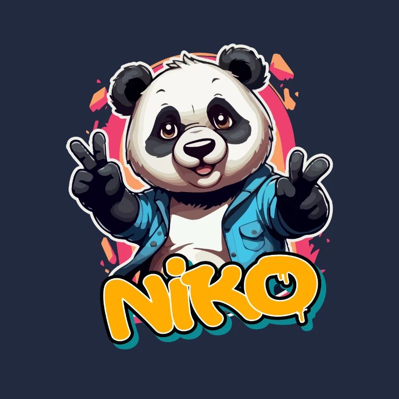 NIKO - Beau prénom de garçon avec un panda cool