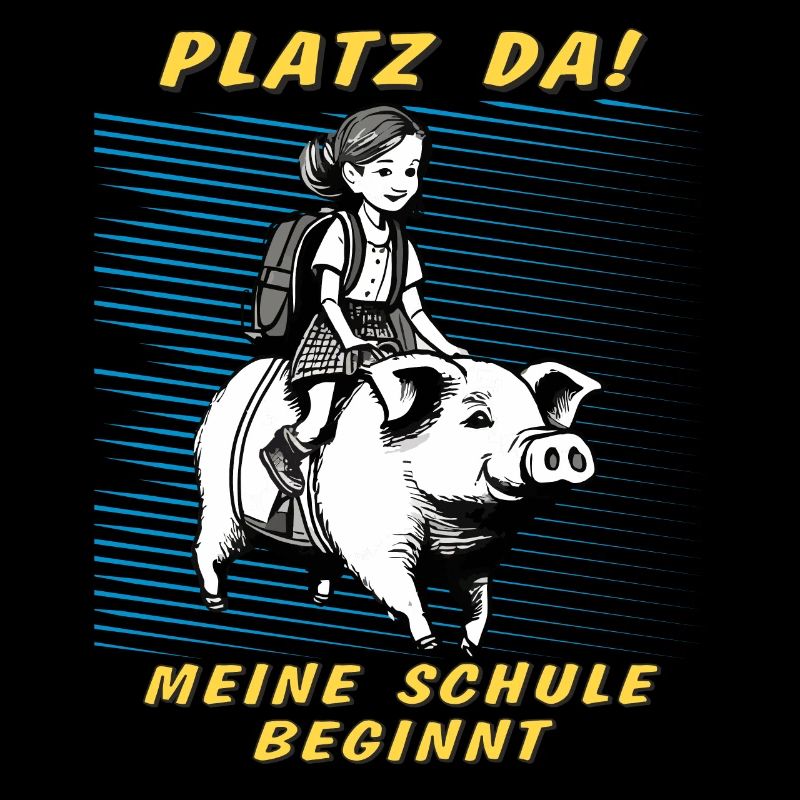 SCHWEIN KIND MÄDCHEN SCHULE BEGINNT