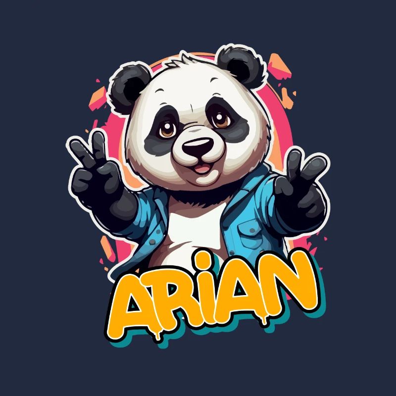 ARIAN - Beau prénom de garçon avec un panda cool