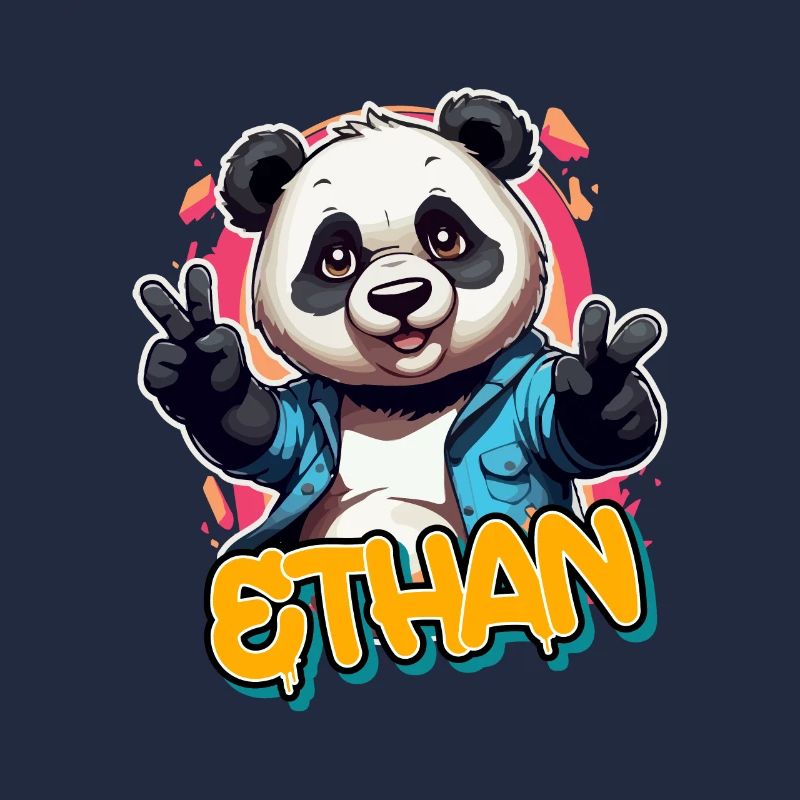 ETHAN - Handsome Boy Name with Cool Panda
