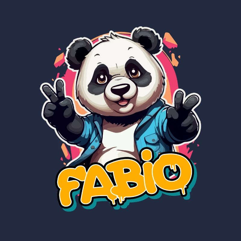 FABIO - Handsome Boy Name with Cool Panda