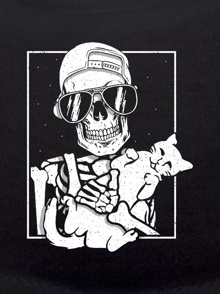 Skeleton Holding Cat