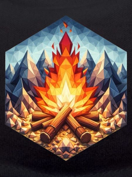 A polygon-style campfire