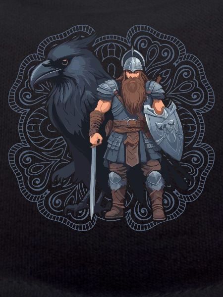 Wikingerkrieger mit Rabe