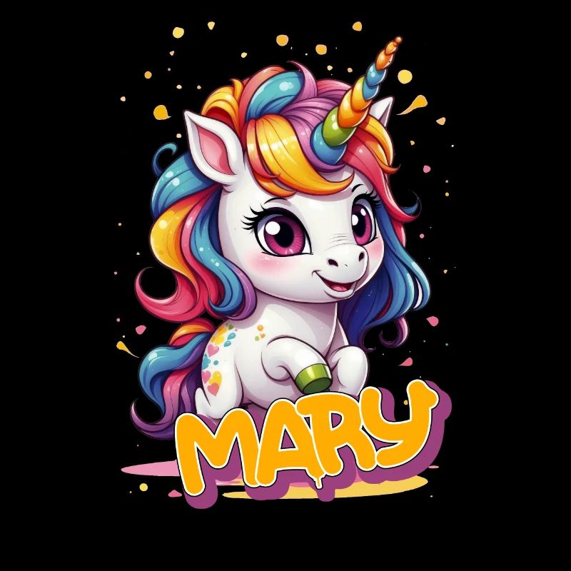 MARY - Schöner Mädchen Name mit süßem Einhorn
