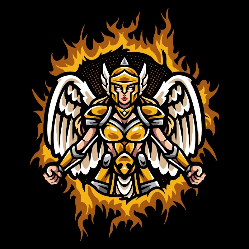 Valkyrie mit Halftone Fire Hintergrund