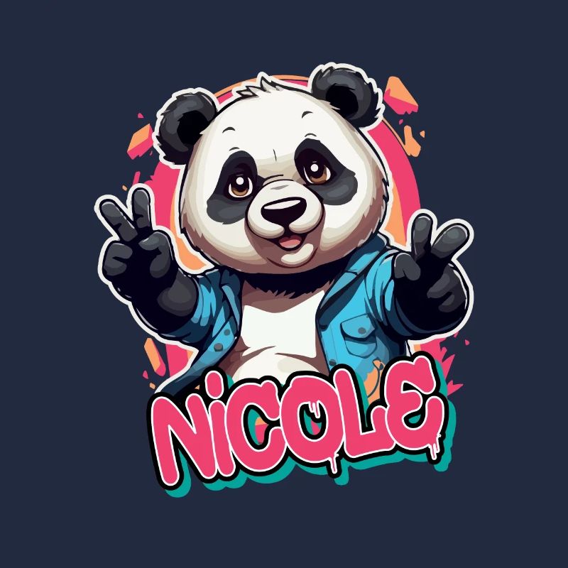 NICOLE - Schöner Mädchen Name mit coolem Panda