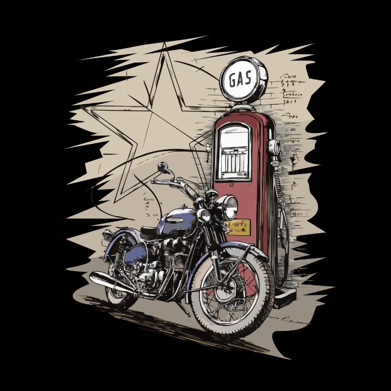 Retro Motorcycle 50s with Fuel Pump - Gift