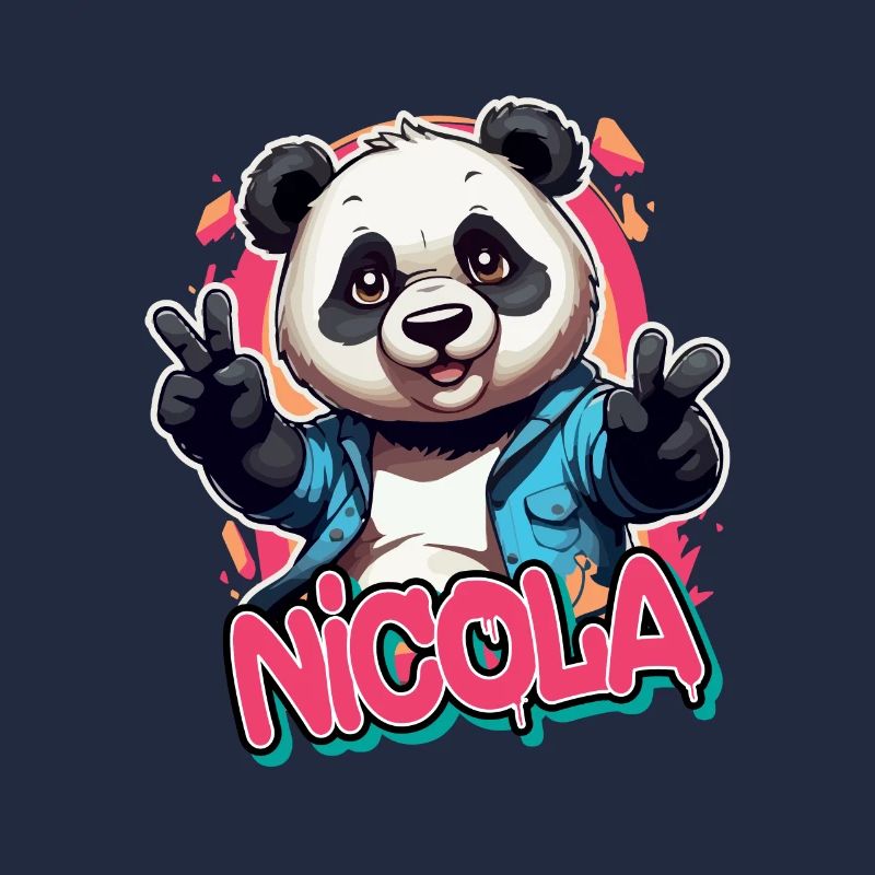 NICOLA - Schöner Mädchen Name mit coolem Panda