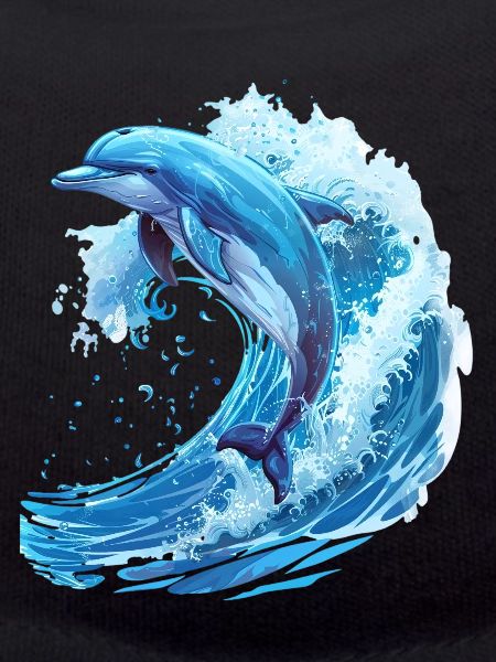 Springender Delfin in Blauer Welle
