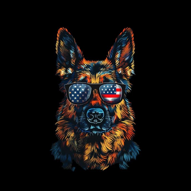 German Shepherd with American Sunglasses