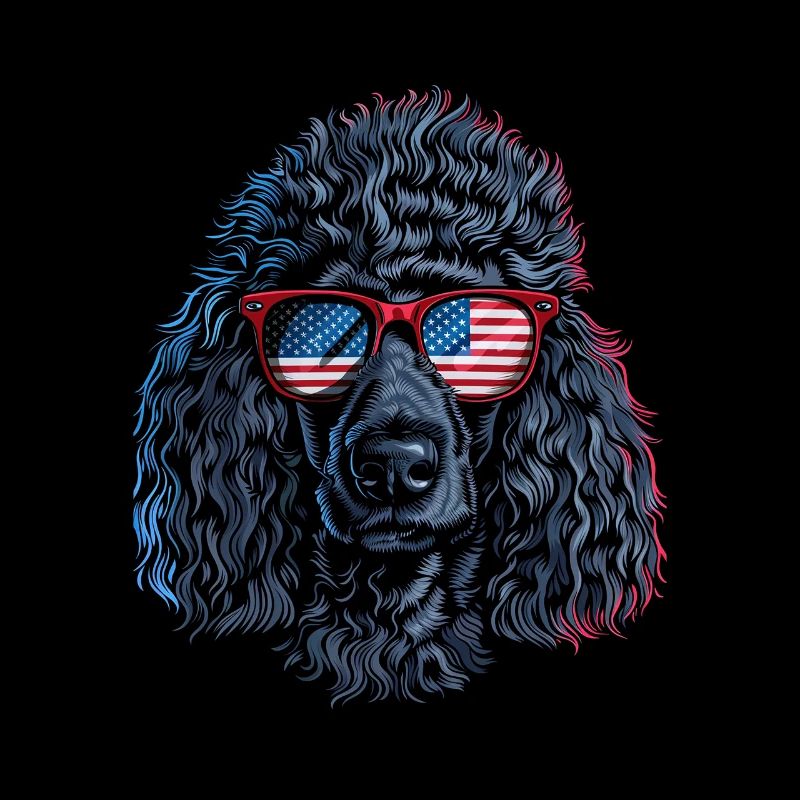 Poodle with American Sunglasses