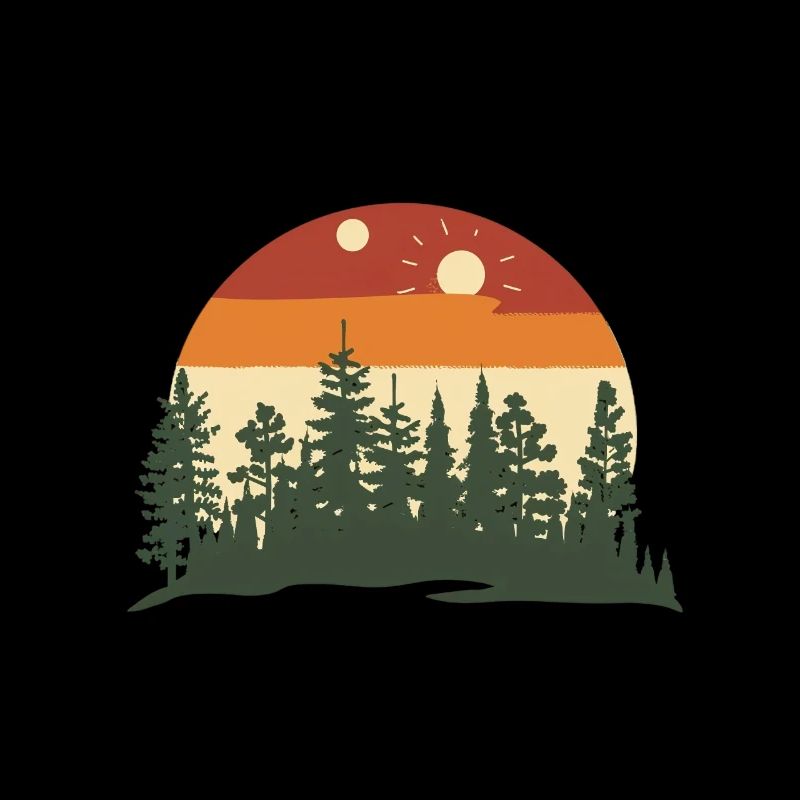 Silhouette de forêt au coucher du soleil
